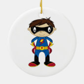Niedlicher Superhero-Junge Keramik Ornament (Hinten)