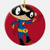 Niedlicher Superhero-Junge Keramikornament (Hinten)