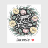 Niedlicher Support Lokale Bauer florieren Aufkleber (Blatt)