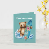 Niedlicher Surfbärentext Karte (Gelbe Blume)