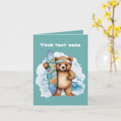 Niedlicher Surfbärentext Karte (Gelbe Blume)