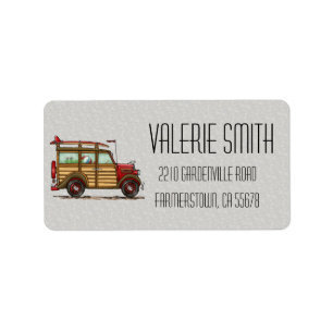 Niedlicher surfender Woody Adressaufkleber