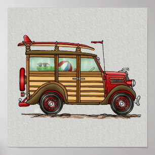 Niedlicher surfender Woody Poster