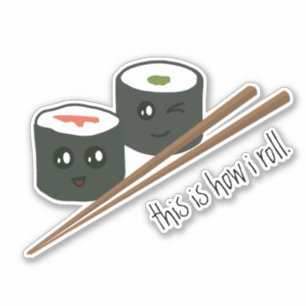 Niedlicher Sushi Kawaii-Schriftzeichen Aufkleber
