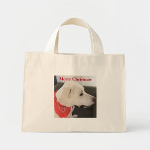 Niedlicher süßer weißer Welpenhund Weihnachten Mini Stoffbeutel