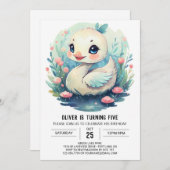 Niedlicher Swan Bird Geburtstag Einladung (Vorne/Hinten)