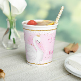 Niedlicher Swan Princess Geburtstagstorapbecher Pappbecher