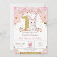Niedlicher Sweet Bunny Rabbit Pink Floral 1. Gebur