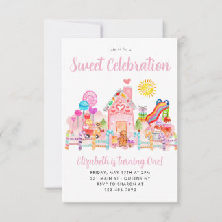 Niedlicher Sweet Celebration Candyland Kindergebur Mitteilungskarte