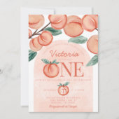 Niedlicher Sweet Peach, das 1. Geburtstag Party Einladung (Vorderseite)