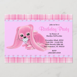 NIEDLICHER Sweet Plush Pink Hasen Geburtstag Einladung