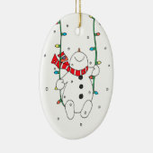 Niedlicher Swinging Snowman Keramik Ornament (Rechts)