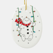 Niedlicher Swinging Snowman Keramik Ornament (Hinten)