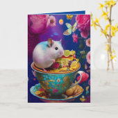 Niedlicher syrischer Hamster-Teaparty-Cup Karte (Gelbe Blume)
