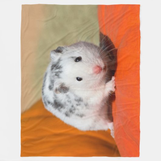 Niedlicher syrischer Hamster White Black Gepunktet Fleecedecke (Vorderseite)