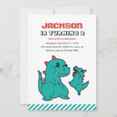 Niedlicher T-rex Baby Dinosaurier und Mama Kinderg Einladung (Vorderseite)