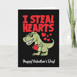 Niedlicher T-Rex-Dino-Valentinstag   Ich stehle He Feiertagskarte