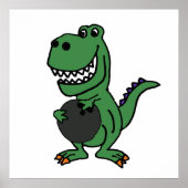 Niedlicher T-rex Dinosaur Bowling Cartoon Poster (Vorne)