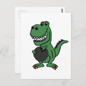Niedlicher T-rex Dinosaur Bowling Cartoon Postkarte (Vorne/Hinten)
