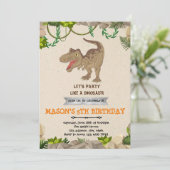 Niedlicher T-Rex-Dinosaurier Geburtstagsfeier Einladung (Stehend Vorderseite)