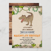 Niedlicher T-Rex-Dinosaurier Geburtstagsfeier Einladung (Vorne/Hinten)
