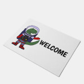 Niedlicher T-rex Dinosaurier im Spacesuit-Cartoon Fußmatte (Schrägansicht)