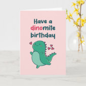 Niedlicher T-Rex Dinosaurier Pun Funny Dinomite Ge Karte (Gelbe Blume)