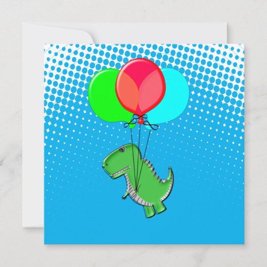 Niedlicher T-Rex-Flug mit Balloons im blauen Himme (Vorderseite)