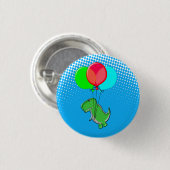 Niedlicher T-Rex-Flug mit Balloons im blauen Himme Button (Vorne & Hinten)