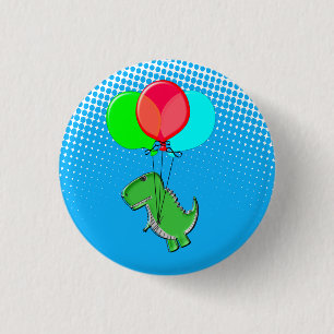 Niedlicher T-Rex-Flug mit Balloons im blauen Himme Button