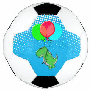 Niedlicher T-Rex-Flug mit Balloons im blauen Himme Fußball