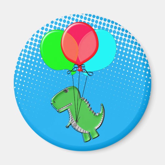 Niedlicher T-Rex-Flug mit Balloons im blauen Himme Magnet (Vorne)