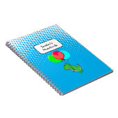 Niedlicher T-Rex-Flug mit Balloons im blauen Himme Notizblock (Rechte Seite)