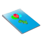 Niedlicher T-Rex-Flug mit Balloons im blauen Himme Notizblock (Rechte Seite)