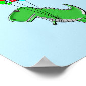 Niedlicher T-Rex-Flug mit Balloons im blauen Himme Poster (Ecke)