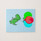 Niedlicher T-Rex-Flug mit Balloons im blauen Himme Puzzle (Horizontal)