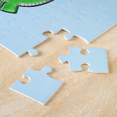 Niedlicher T-Rex-Flug mit Balloons im blauen Himme Puzzle (Seite)