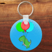 Niedlicher T-Rex-Flug mit Balloons im blauen Himme Schlüsselanhänger (Vorderseite)