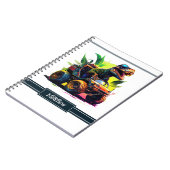 Niedlicher T-Rex-Riding Monster Truck Dinosaurier Notizblock (Linke Seite)