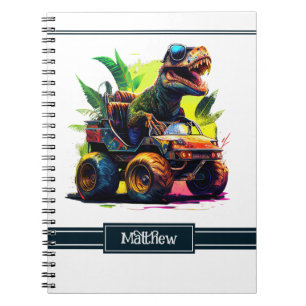Niedlicher T-Rex-Riding Monster Truck Dinosaurier  Notizblock