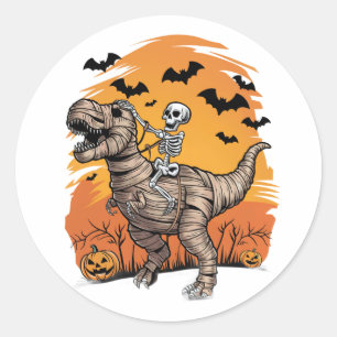 Niedlicher T-Rex-Sticker für Halloween Skelett Runder Aufkleber