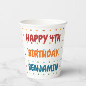 Niedlicher T-Rex und Balloons farbenfroher Glückwu Pappbecher (Rückseite)