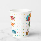 Niedlicher T-Rex und Balloons farbenfroher Glückwu Pappbecher (Rechts)