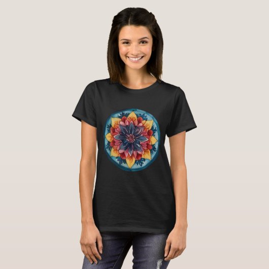 Niedlicher T - Shirt Mandala Farbenspiel (Vorne ganz)