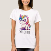 Niedlicher T - Shirt mit bösen Einhorn-Design (Vorderseite)