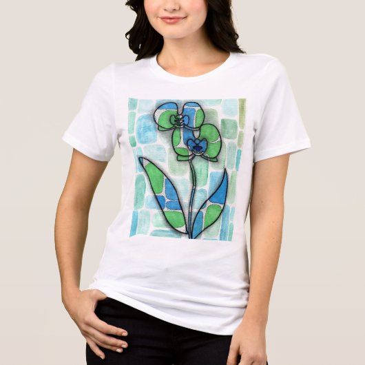 niedlicher T - Shirt von Frauen mit Blume (Vorderseite)