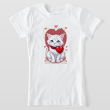 Niedlicher T - Shirt von White Cat Cartoon