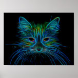 Niedlicher Tabby Cat Design Black Green Pop Art Poster<br><div class="desc">Niedliche Tabby Katze Neon Blau grüne Kunst nah bis Design. Schwarzes Wand-Kunstposter. Moderne,  schicke,  moderne,  coole Wohngestaltung. Für Katzenliebhaber. Bildrecht Marg Seregelyi Fotografie.</div>