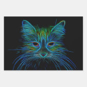 Niedlicher Tabby Cat Design Blue Green Black Pop A Geschenkpapier Set (Vorderseite 2)