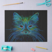 Niedlicher Tabby Cat Design Blue Green Black Pop A Seidenpapier (Basteln)